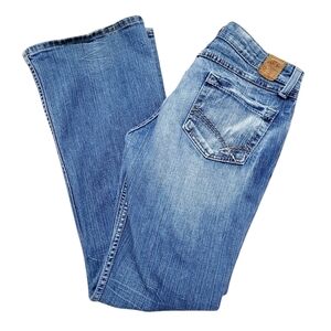 BKE Culture Buckle Jeans Men 30x31 Blue Distressed Bootcut Denim Star 20 Stretch